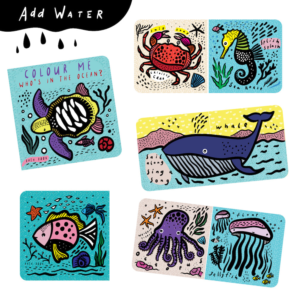Libro para el baño para colorear de  Wee Gallery Océano