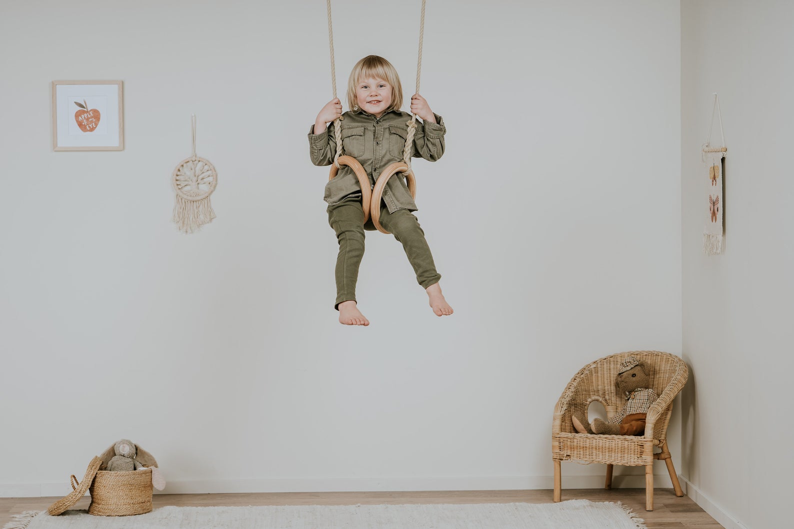 Anillas de gimnasia de madera para niños