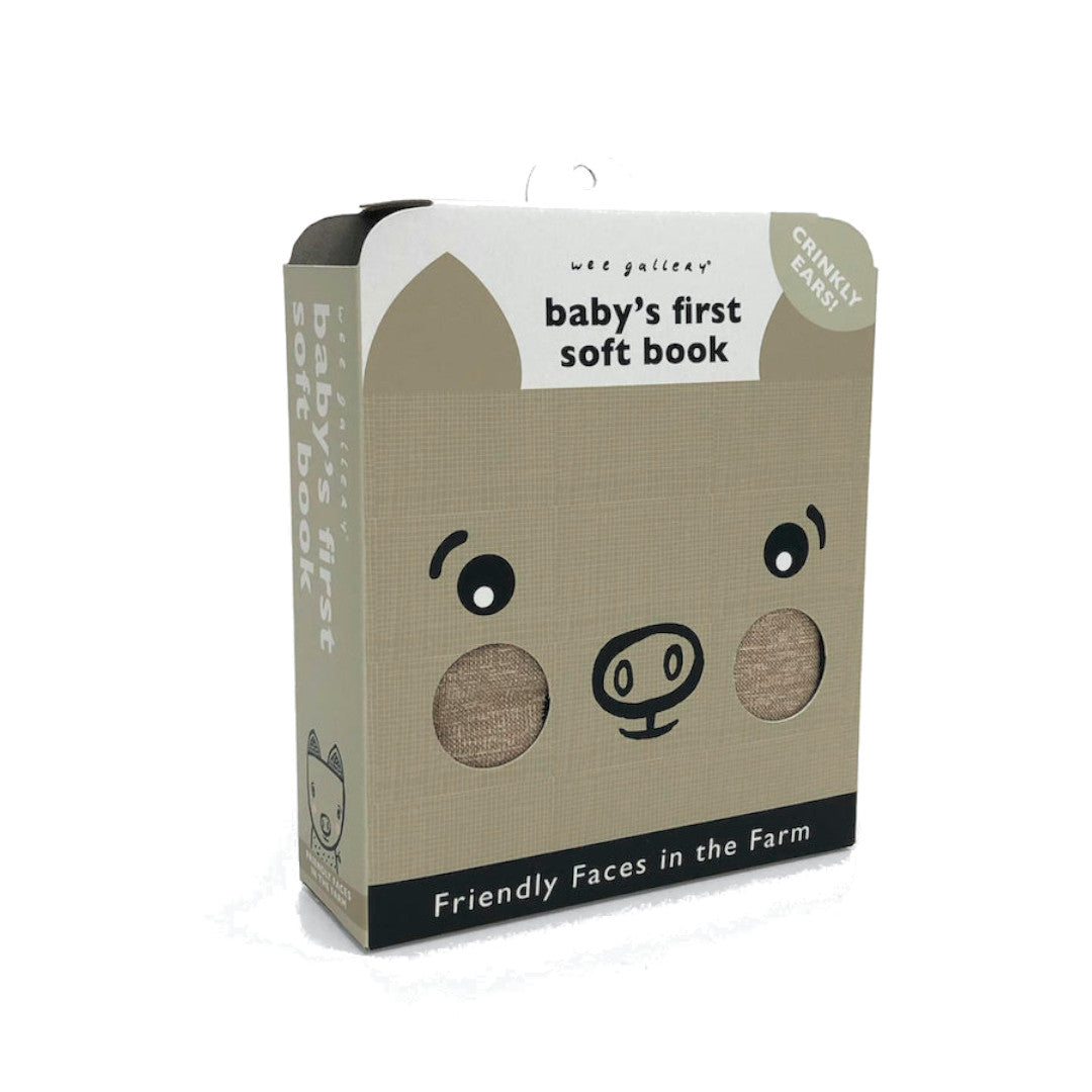 Libro blando de algodón  Friendly Faces - Granja Wee Gallery