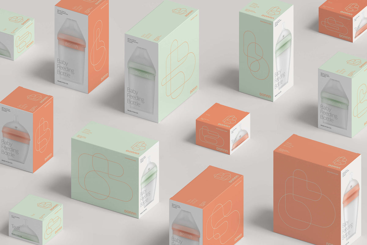 Biberón de silicona Borrn 150 ml naranja